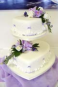 2 tier heart shaped wedding cake