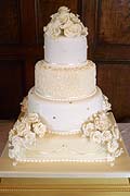 cream and white vintage wedding cake